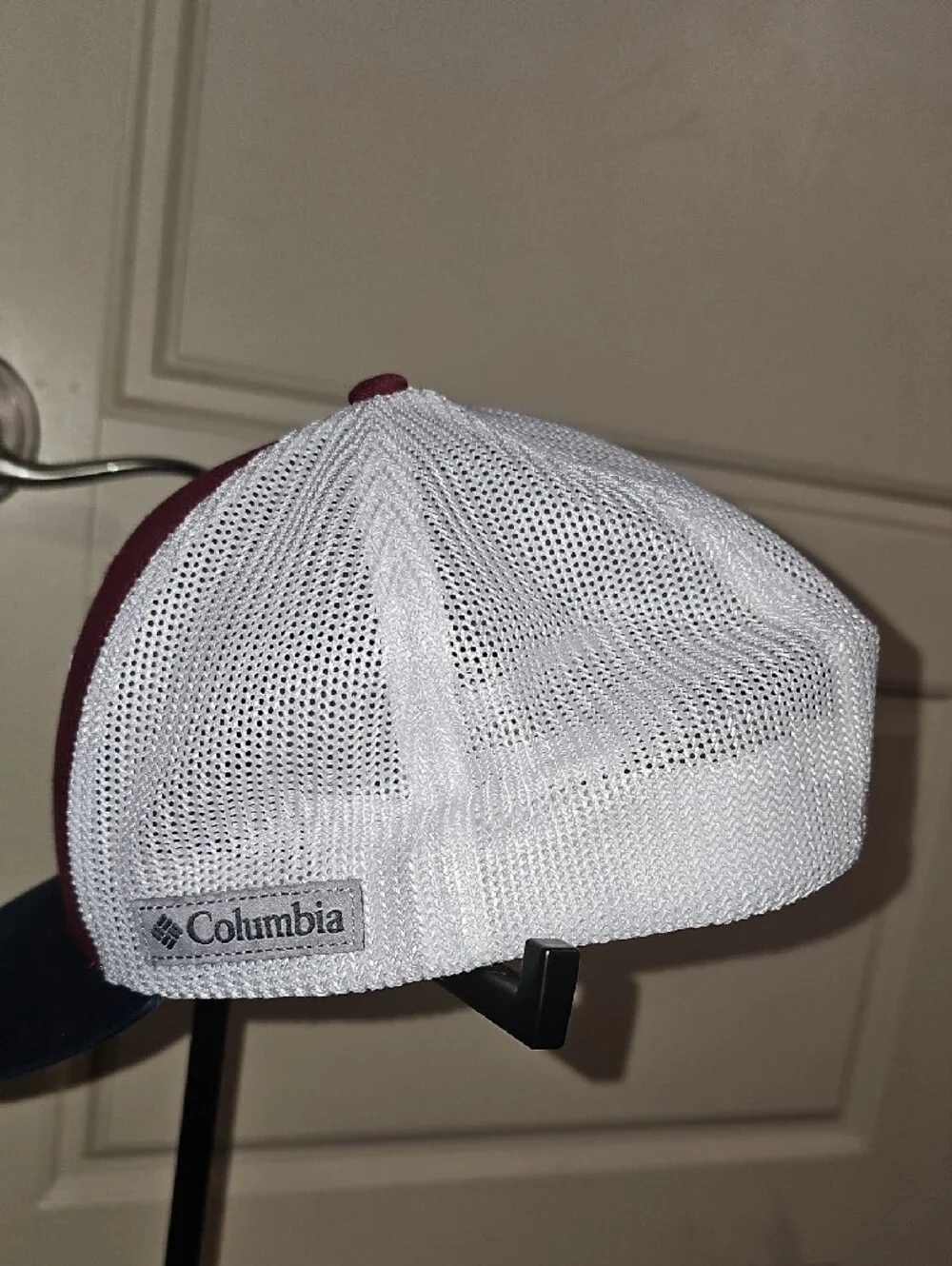 Patriotic Maroon and Navy Trucker Hat with Flag Patch